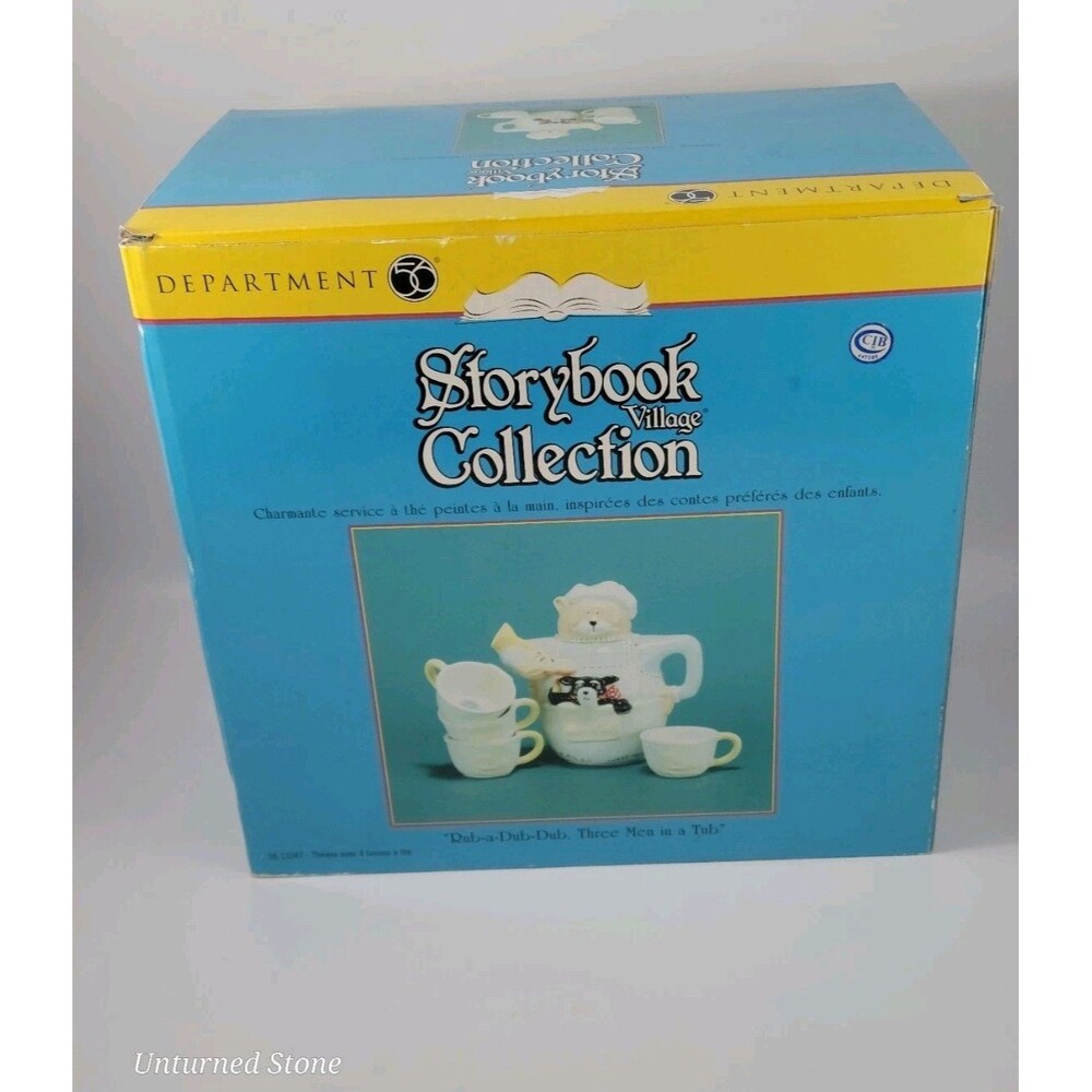 Dept 56 Rub-a-Dub-Dub Three Men In A Tub Storybook Village Collection Tea Set